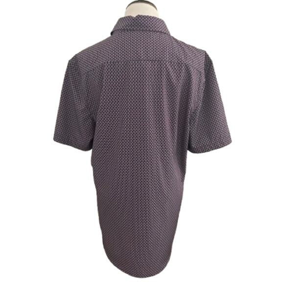 NWT Tahari Slim Fit Purple Geometric Casual Button Down S/S Shirt. Size L - Picture 3 of 8